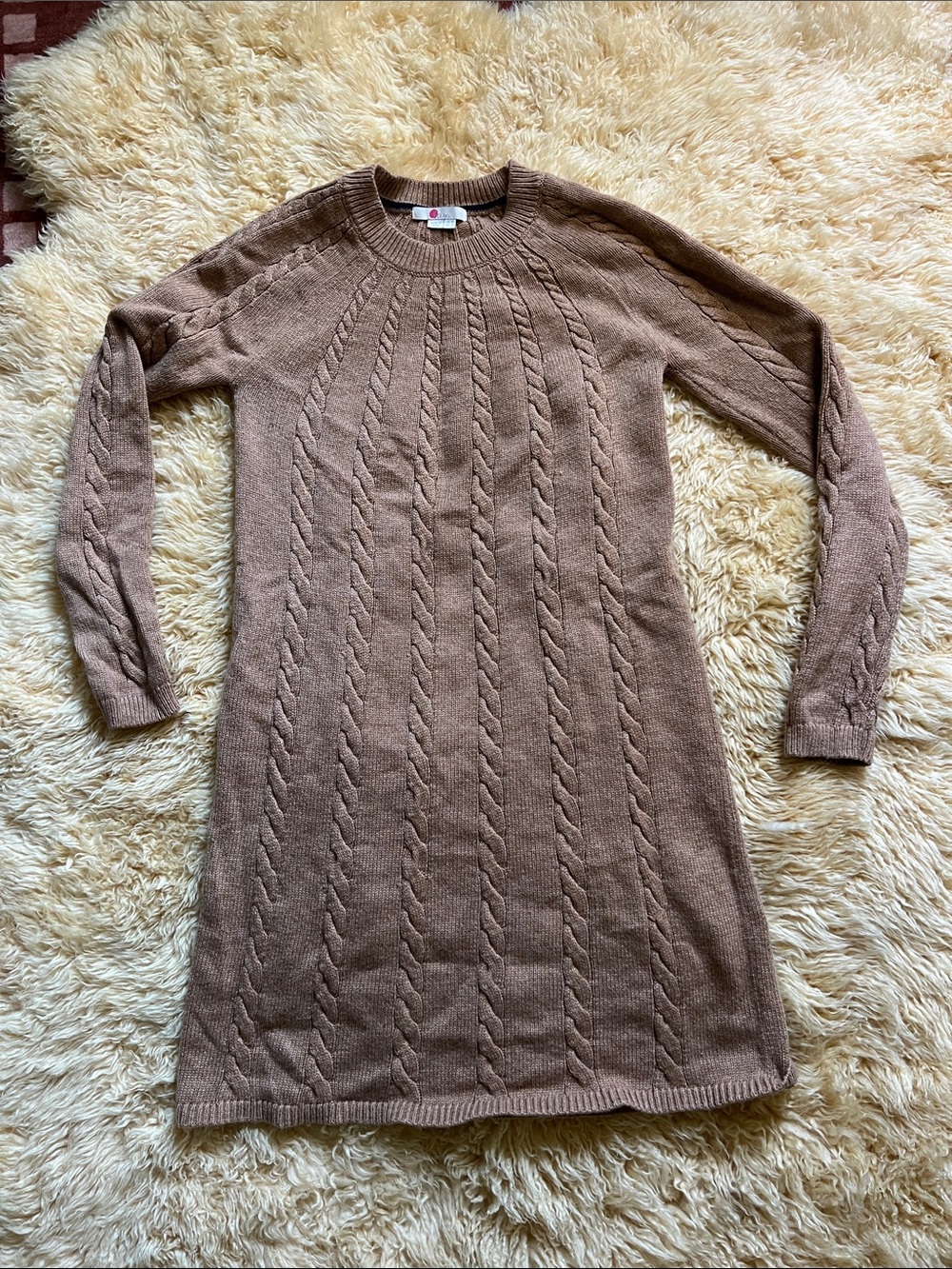 Boden Wool Cozy Cable Knit Brown Sweater Dress